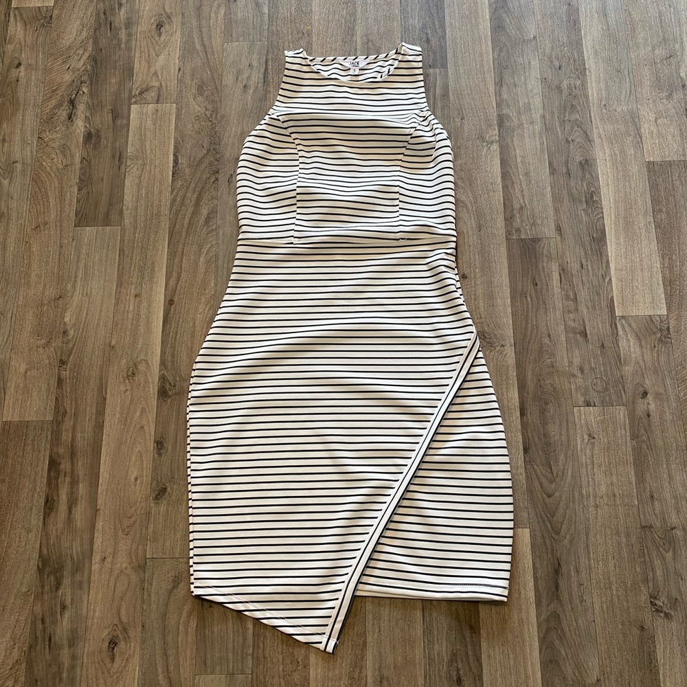Jack by BB Dakota Asymmetric Striped Body Con Dress Small
